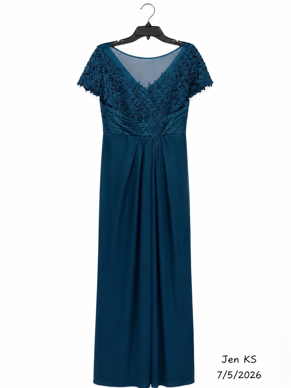 Emerald Green Mother of the Bride Dress Formal Gown NWT Lace Sequin Maxi Size 12 - Picture 3 of 3